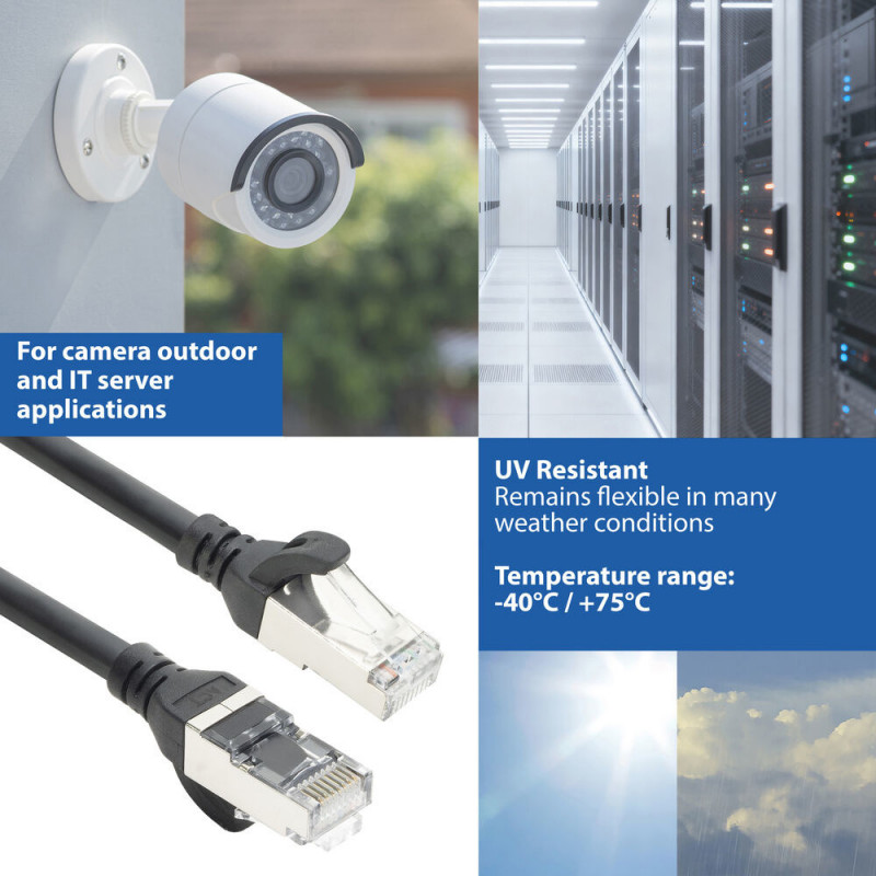 ACT FC2915 S/FTP CAT6A īpaši elastīgs komutācijas kabelis, TPE, ar aizsardzību pret aizķeršanos, RJ45, 15 m, melns