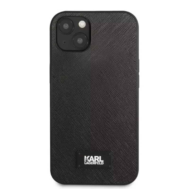 Karl Lagerfeld KLHCP13MSFMP2K cietais apvalks iPhone 13 / 14 / 15, Saffiano Plaque, melns