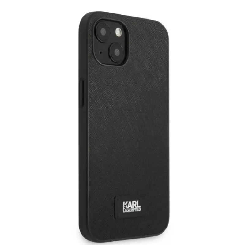 Karl Lagerfeld KLHCP13MSFMP2K cietais apvalks iPhone 13 / 14 / 15, Saffiano Plaque, melns