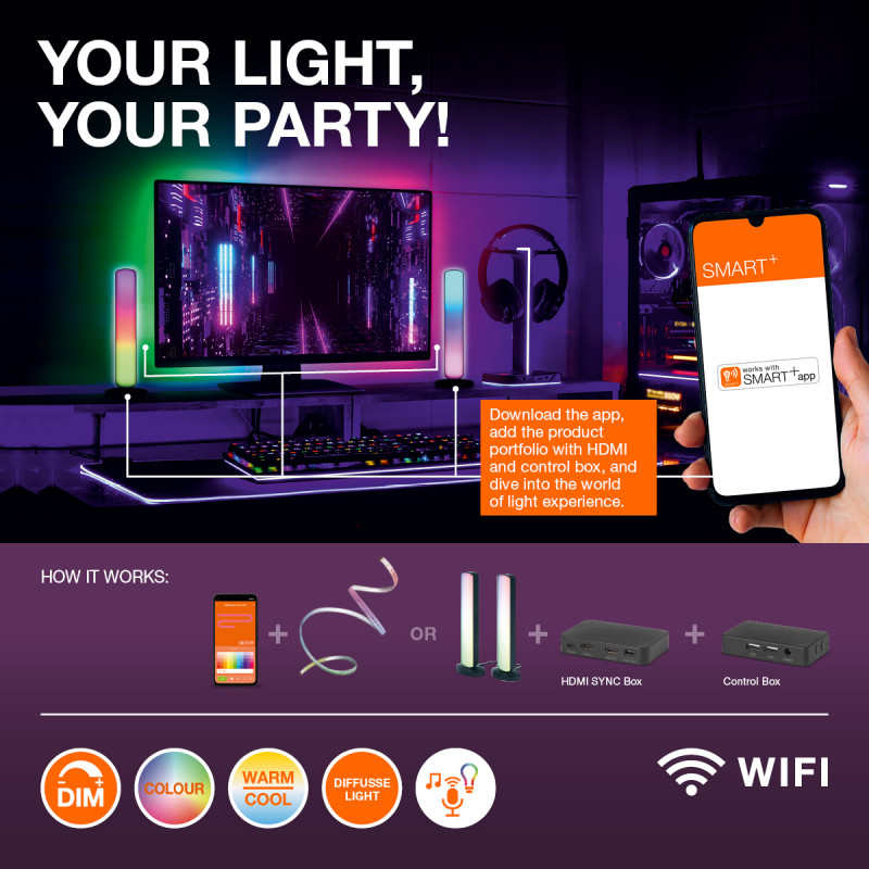 Osram SMART+ WiFi Planon Magic Panel gaismeklis 1200x300 mm, RGB+TW, regulējams, balts, 36 W