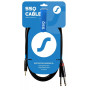 SSQ MIJM3 SS-1815 audio kabelis, 3,5 mm stereo Jack – 2x 6,3 mm mono Jack, 3 m, melns