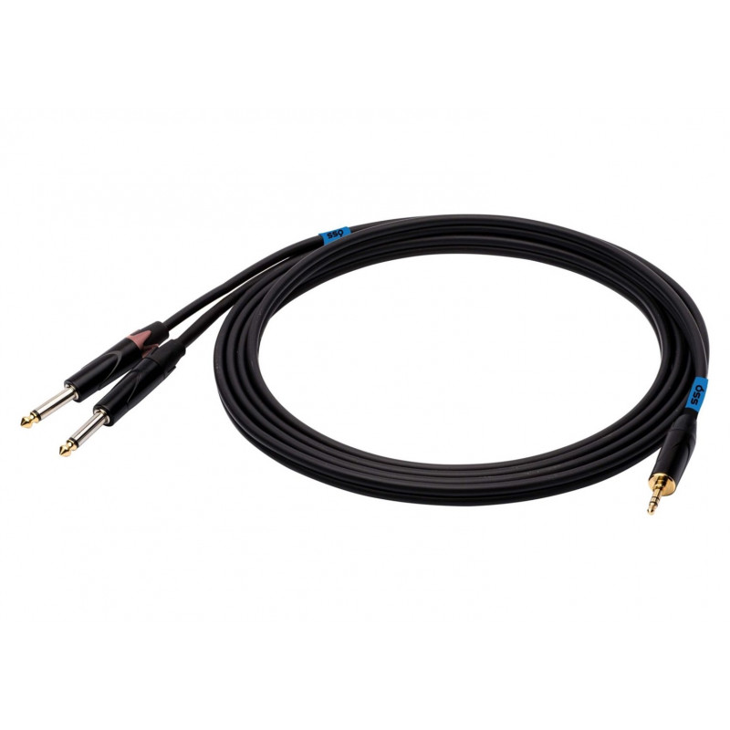 SSQ MIJM3 SS-1815 audio kabelis, 3,5 mm stereo Jack – 2x 6,3 mm mono Jack, 3 m, melns