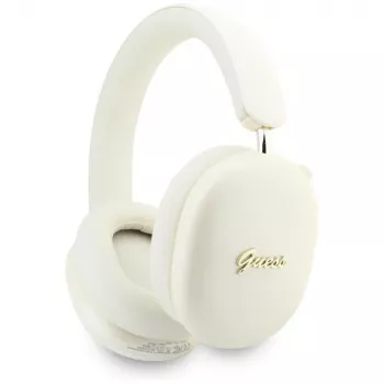 Guess GUE005824 Metallic Effect Metal Script Logo Bluetooth austiņas ar galvas loku, ENC, bēšas
