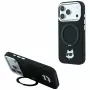 Karl Lagerfeld KF003216 Ring Stand 360 Choupette Head Pin MagSafe vāciņš iPhone 18 Pro Max / 17 Pro Max tālrunim, melns