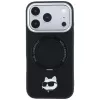 Karl Lagerfeld KF003216 Ring Stand 360 Choupette Head Pin MagSafe vāciņš iPhone 18 Pro Max / 17 Pro Max tālrunim, melns