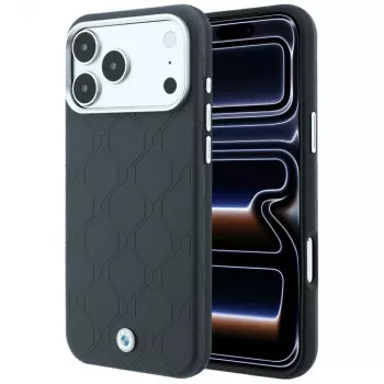 BMW Sign Deboss Quilted Metal Logo MagSafe apvalks iPhone 18 Pro / 17 Pro, antracītpelēks