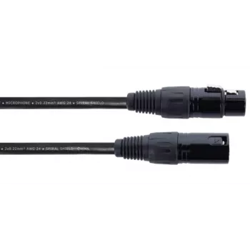 Cordial EM 5 FM XLR savienojuma kabelis, 3 kontaktu XLR ligzda – 3 kontaktu XLR spraudnis, melns