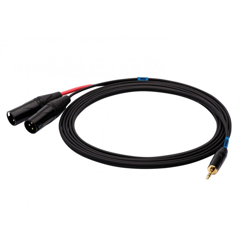 SSQ MIXLR1 SS-1816 audio kabelis, 3,5 mm stereo jack – 2x XLR, 1 m, melns