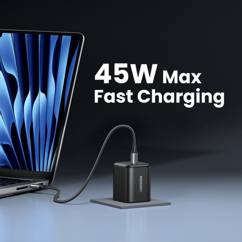 Ugreen X526 lādētājs 45 W, 2 x USB-C, GaN, melns