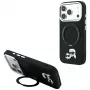 Karl Lagerfeld Ring Stand 360 Karl & Choupette Heads Pin apvalks ar MagSafe iPhone 18 Pro / 17 Pro, melns