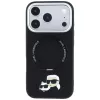 Karl Lagerfeld Ring Stand 360 Karl & Choupette Heads Pin apvalks ar MagSafe iPhone 18 Pro / 17 Pro, melns