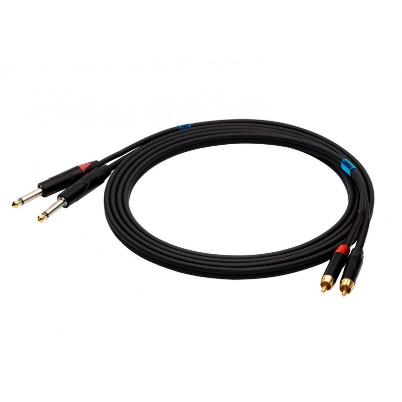 SSQ RCAJM2 SS-1428 audio kabelis, 2x RCA – 2x 6,3 mm mono spraudnis, 2 m, melns