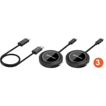 Manhattan 154598 bezvadu 1080p HDMI prezentāciju komplekts ar 2 USB-C raidītājiem, melns