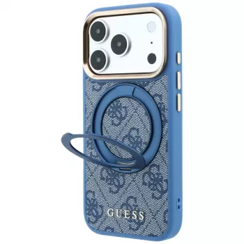Guess Ring Stand 360 4G Classic Logo MagSafe vāciņš iPhone 18 Pro / 17 Pro, zils