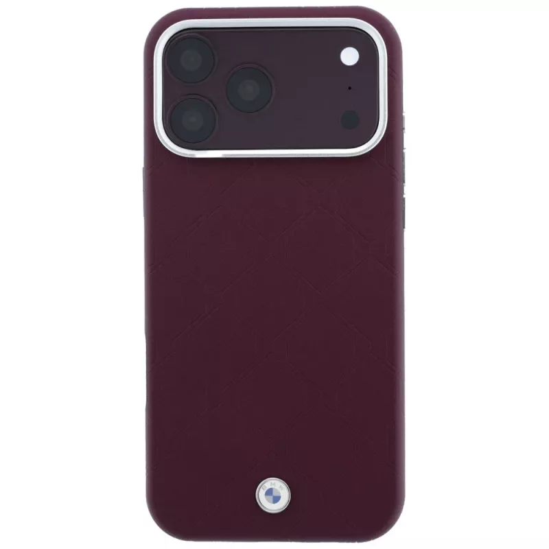 BMW BMW001223 vāciņš iPhone 18 Pro / 17 Pro, Sign Deboss Quilted Metal Logo, MagSafe, bordo krāsā