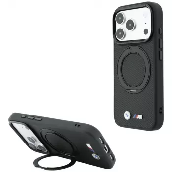 BMW BMW001325 vāciņš iPhone 18 Pro Max / 17 Pro Max, Kevlar Ring Stand 360, MagSafe, melns
