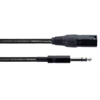 Cordial EM 0,5 MV audio kabelis [1x XLR spraudnis, 3 kontaktu – 1x 6,3 mm (stereo) Jack spraudnis], 0,50 m, melns