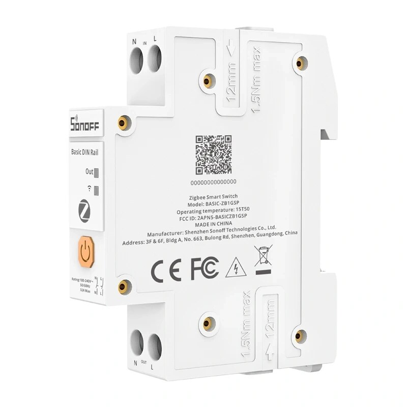 SONOFF BASIC-ZB1GSP Zigbee viedais slēdzis, DIN sliede, 32 A