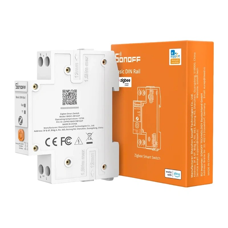 SONOFF BASIC-ZB1GSP Zigbee viedais slēdzis, DIN sliede, 32 A