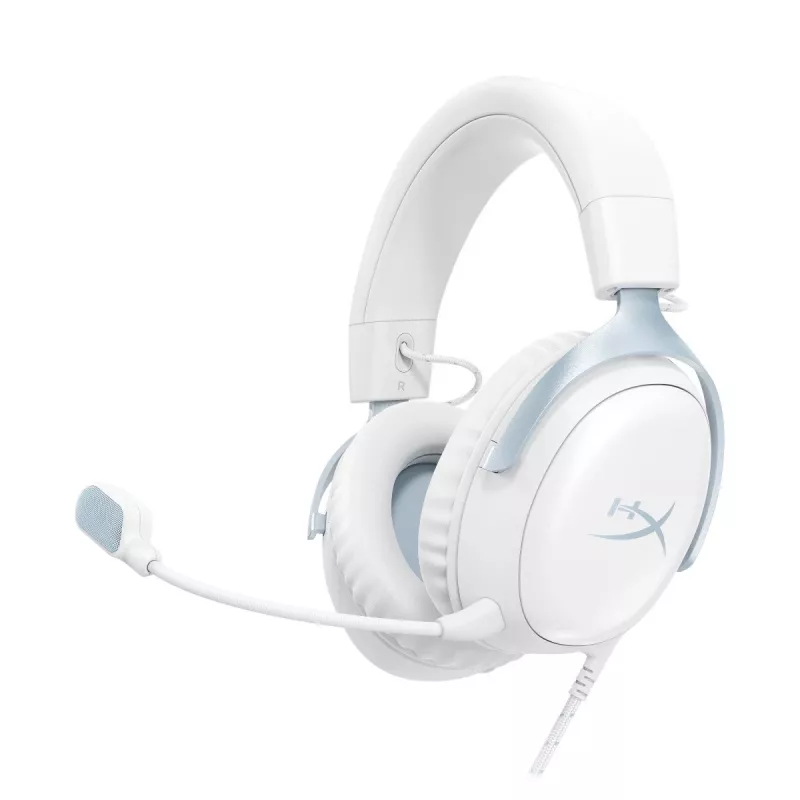 HyperX Cloud III spēļu austiņas, baltas-zilas, DF7F1AA