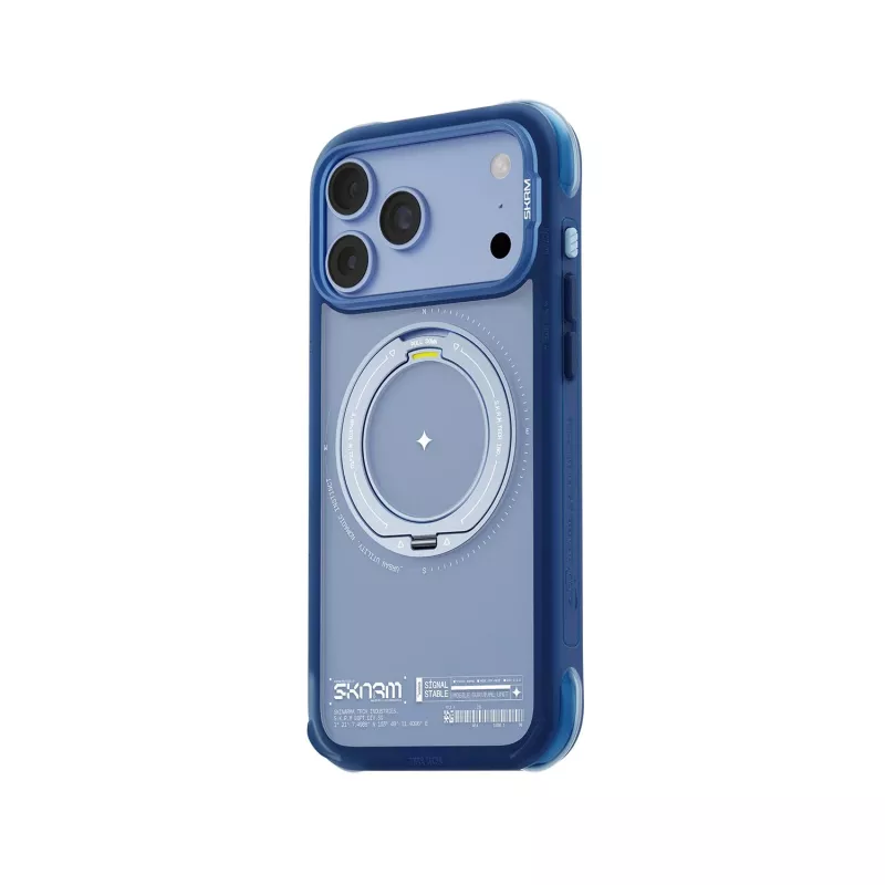 Skinarma Atlas vāciņš ar MagSafe un rotējošu statīvu iPhone 18 Pro Max / 17 Pro Max, zilā krāsā