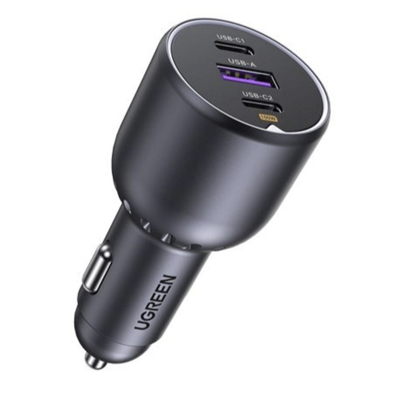 Ugreen EC705 auto lādētājs, USB + 2x USB-C, 130 W, ar 1 m 5 A kabeli