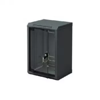 Triton RBA-09-AS3-BAX-C1 10 collu pie sienas stiprināms skapis, viengabala, 9U, 300 mm, stikla durvis, melns RAL 9005