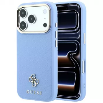 Guess GUE005536 Saffiano Small 4G & Classic Logo MagSafe vāciņš iPhone 18 Pro Max / 17 Pro Max, gaiši zils