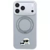 Karl Lagerfeld KF003229 vāciņš ar 360 gredzenu-statīvu Karl & Choupette Heads Pin MagSafe iPhone 18 Pro / 17 Pro, pelēks