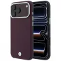 BMW BMW001224 Sign Deboss Quilted Metal Logo MagSafe vāciņš iPhone 18 Pro Max / 17 Pro Max, bordo krāsā