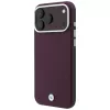 BMW BMW001224 Sign Deboss Quilted Metal Logo MagSafe vāciņš iPhone 18 Pro Max / 17 Pro Max, bordo krāsā