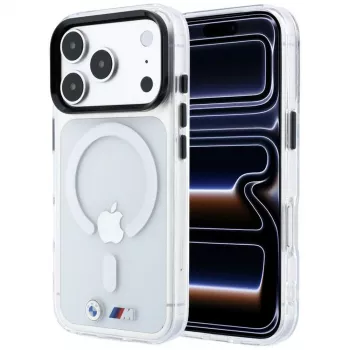 BMW M IML Glossy Metal Logo & Trims MagSafe apvalks iPhone 18 Pro Max / 17 Pro Max, caurspīdīgs