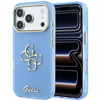 Guess IML 4G Script Metal apvalks iPhone 18 Pro Max / 17 Pro Max, gaiši zils