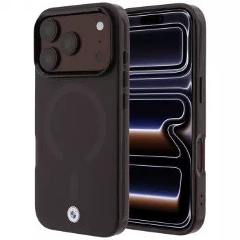 BMW BMW001312 Sign Frosted IML & Metal Logo MagSafe vāciņš iPhone 18 Pro / 17 Pro, bordo krāsā