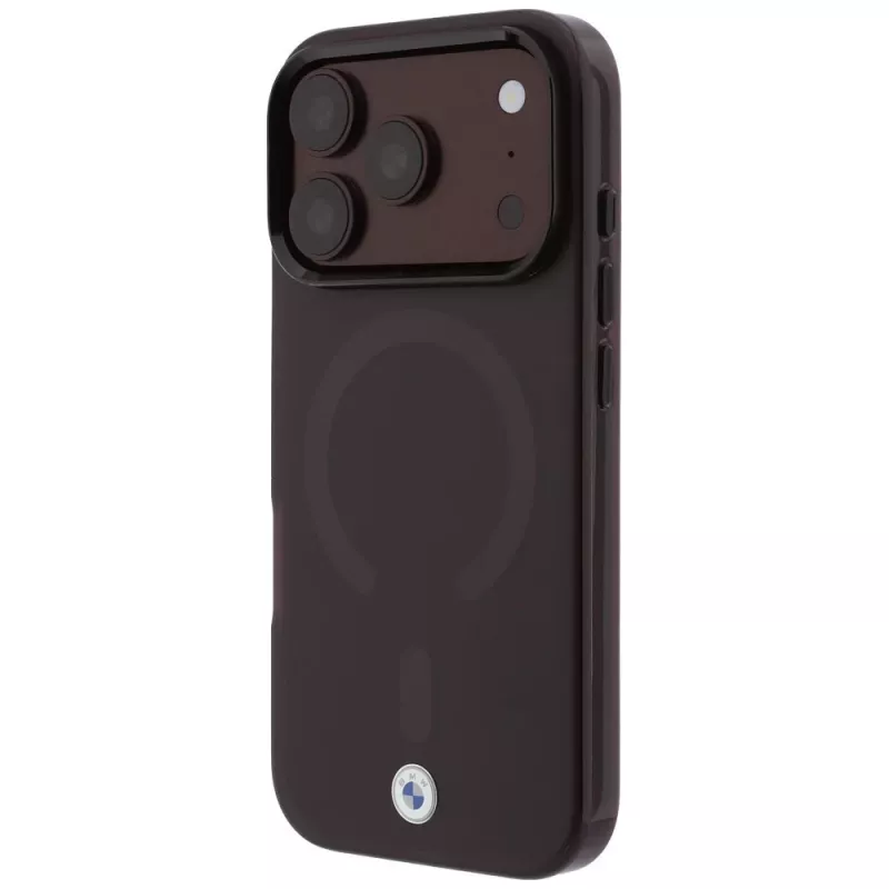 BMW BMW001312 Sign Frosted IML & Metal Logo MagSafe vāciņš iPhone 18 Pro / 17 Pro, bordo krāsā