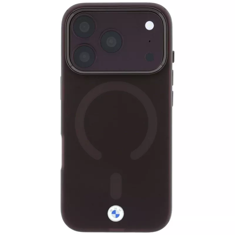 BMW BMW001312 Sign Frosted IML & Metal Logo MagSafe vāciņš iPhone 18 Pro / 17 Pro, bordo krāsā