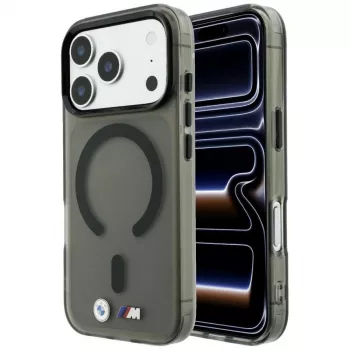 BMW BMW001309 M IML Frosted Metal Logo & Trims MagSafe apvalks iPhone 18 Pro / 17 Pro, melns