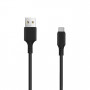 Setty USB-A – USB-C kabelis, 1 m, 3 A, melns