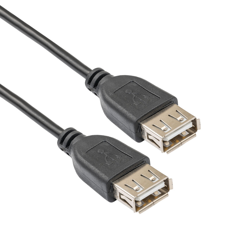 Akyga AK-USB-06 USB 2.0 kabelis, USB-A (ligzda) / USB-A (ligzda), 1,8 m, melns