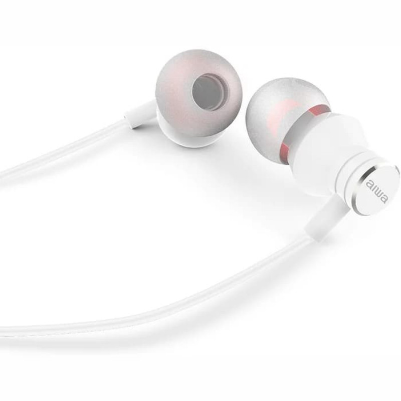 AIWA ESTM-50WT ieliekamās stereo austiņas ar mikrofonu, baltas
