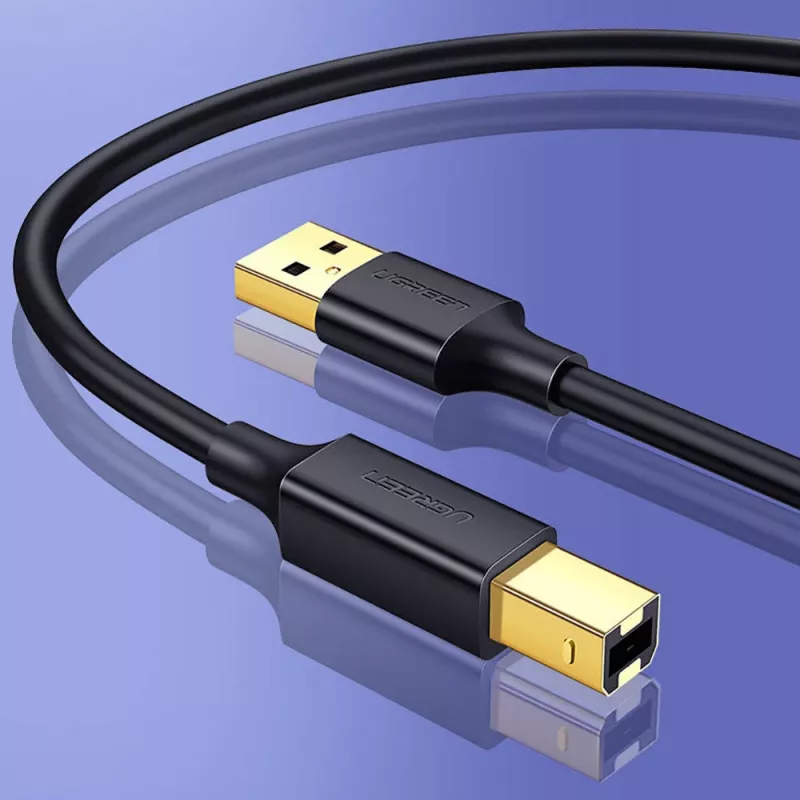 Ugreen US135 USB 2.0 A-B printera kabelis, apzeltīts, 1 m, melns