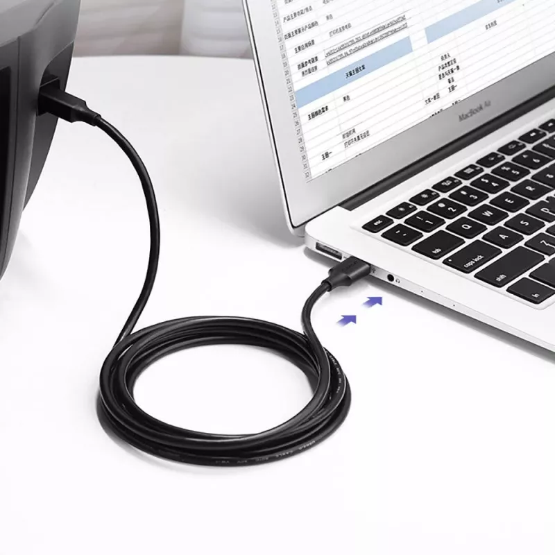 Ugreen US135 USB 2.0 A-B printera kabelis, apzeltīts, 1 m, melns