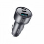 Joyroom JR-CCN19 auto lādētājs, 65 W, 2x USB-C + USB-A, tumši pelēks