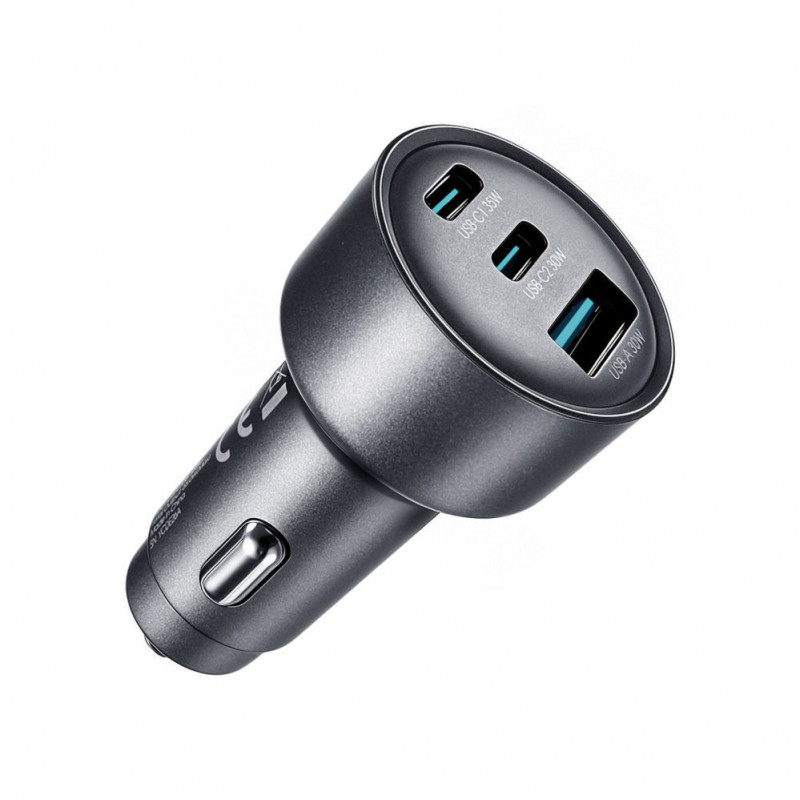 Joyroom JR-CCN19 auto lādētājs, 65 W, 2x USB-C + USB-A, tumši pelēks