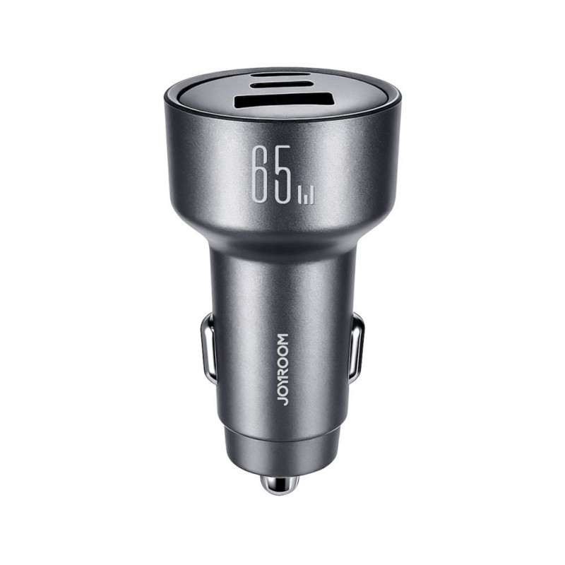 Joyroom JR-CCN19 auto lādētājs, 65 W, 2x USB-C + USB-A, tumši pelēks