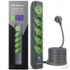 Qoltec 52762 pagarinātājs ar apgaismotu slēdzi, 4 kontaktligzdas ar zemējumu, 1 x USB-C 15 W, 1 x USB 12 W, 1,8 m