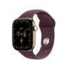 Apple Watch Series 12 GPS + Cellular 42 mm, mirdzoši zelta titāna korpuss, bordo sporta siksniņa, M/L