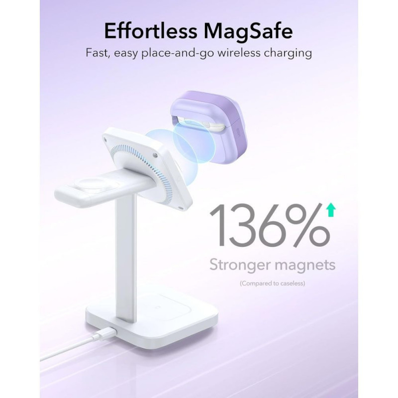 ESR Pulse HaloLock MagSafe apvalks Apple AirPods 4 / 5, lavandas krāsā