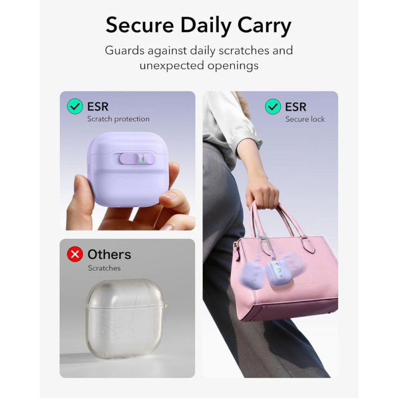 ESR Pulse HaloLock MagSafe apvalks Apple AirPods 4 / 5, lavandas krāsā