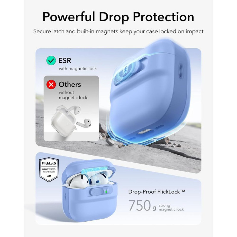 ESR Pulse HaloLock MagSafe apvalks Apple AirPods 4 / 5, gaiši zils